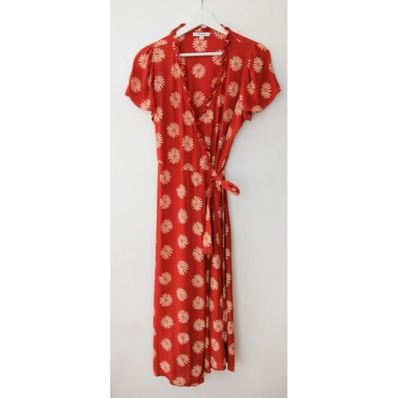 Madewell Daisy Daydream Ruffle Edge Wrap Midi Dress M - Picture 5 of 8